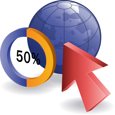 Analyste du diagramme à secteurs de la Terre à 50 pour cent  Illustration