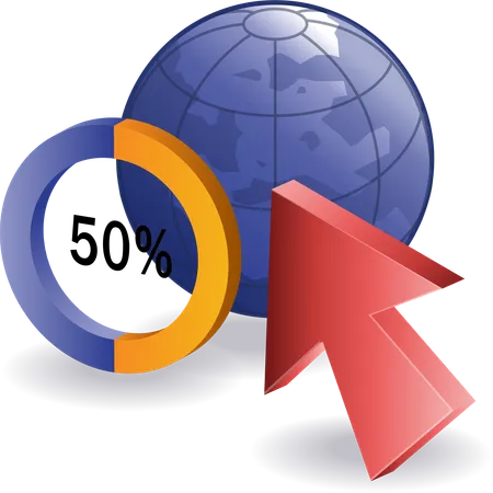 Analyste du diagramme à secteurs de la Terre à 50 pour cent  Illustration