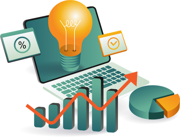 Idée de croissance d'entreprise et tableau d'analyse  Illustration