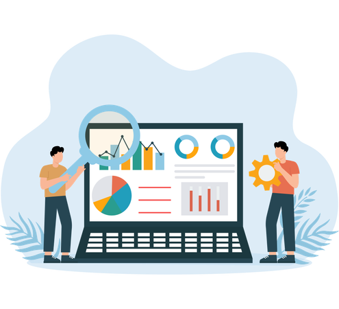 Diagramme de flux de travail Web présenté par un homme d'affaires  Illustration