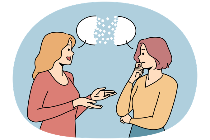 Dialogue between two women gossiping about plans for future  Illustration