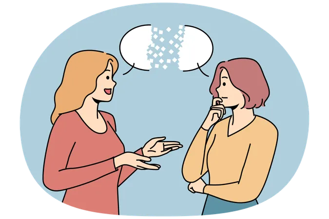 Dialogue between two women gossiping about plans for future  Illustration