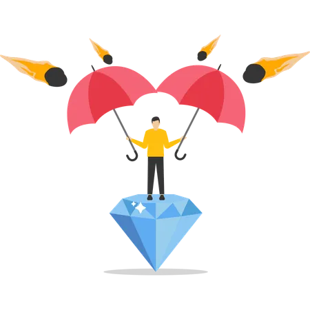 Diamond under umbrella  Illustration