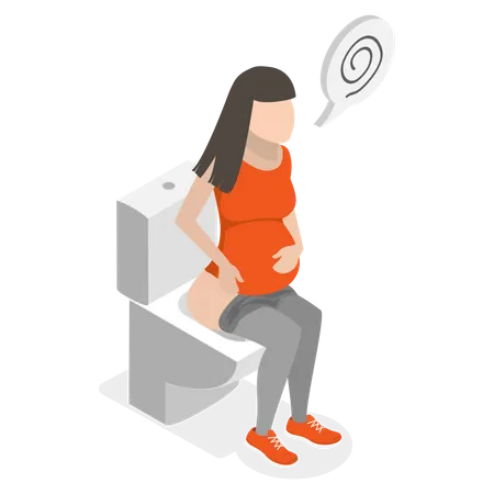 3 D Isometric Flat Vector Conceptual Illustration Of Diarrhea During Pregnancy Digestive Problems Illustration