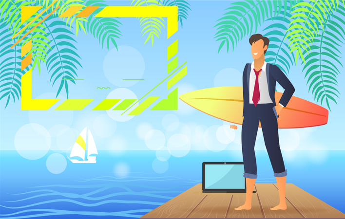 Días calurosos de verano empresario  Ilustración