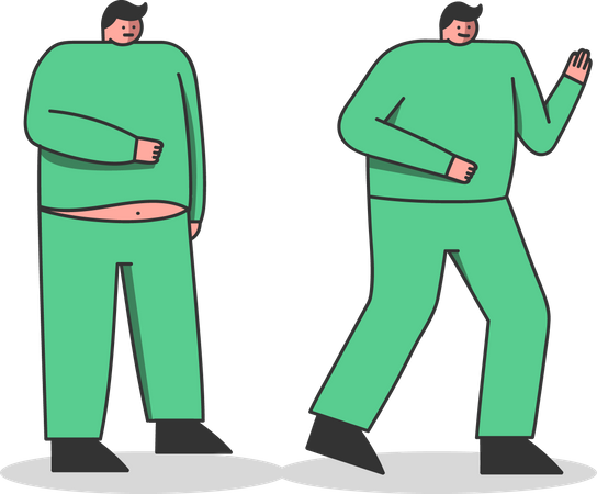Dicker Mann läuft für schlanken Körper  Illustration