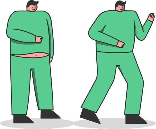 Dicker Mann läuft für schlanken Körper  Illustration