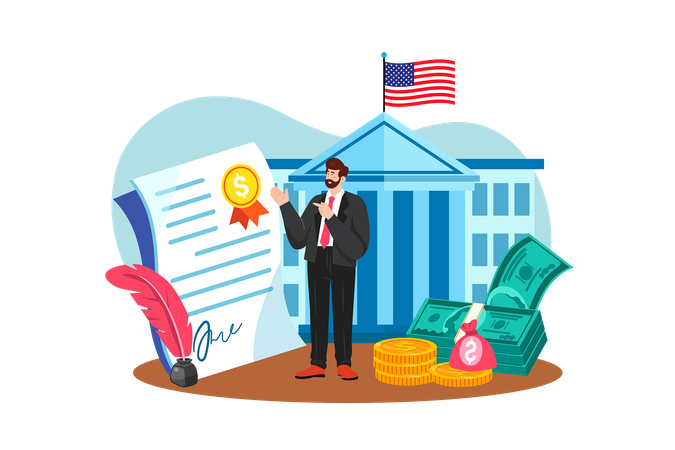 Die Federal Reserve bestimmt die Geldpolitik in den USA  Illustration