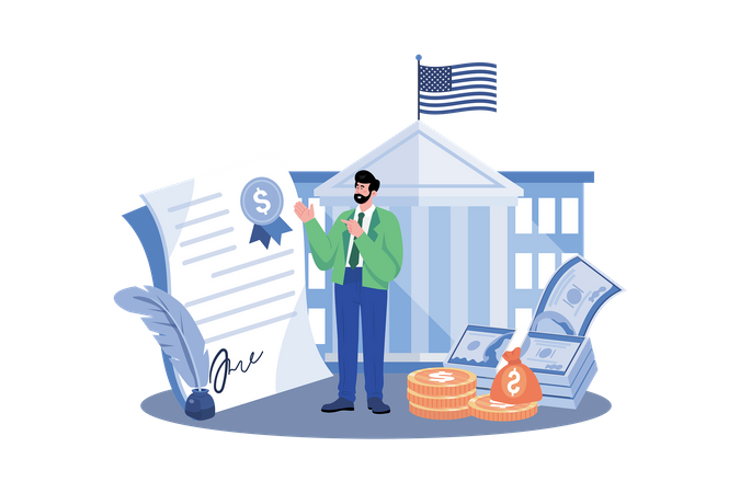 Die Federal Reserve bestimmt die Geldpolitik in den USA  Illustration