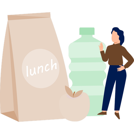 Die Frau erklärt das Mittagessen  Illustration