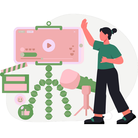 Die Frauen präsentieren Video-Networking  Illustration