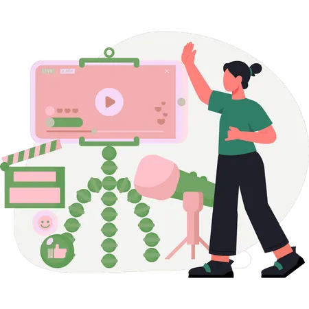 Die Frauen präsentieren Video-Networking  Illustration