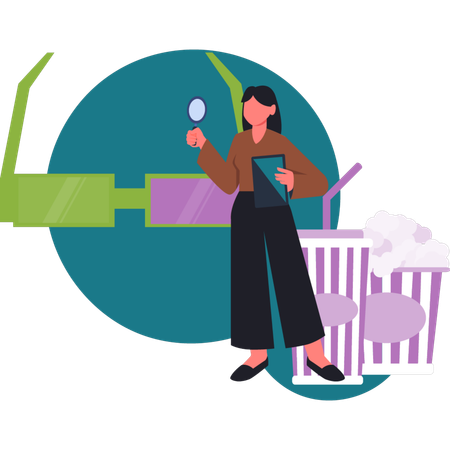 Die Frau sucht Theaterbrille  Illustration