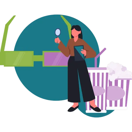 Die Frau sucht Theaterbrille  Illustration