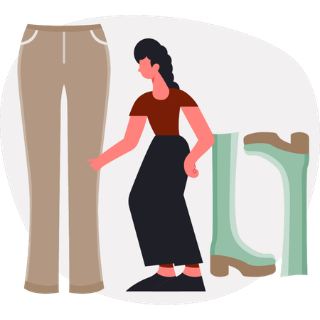 Das Weibchen zeigt Reitstiefel  Illustration