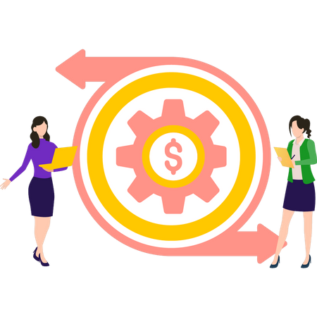 Die Mädchen arbeiten an ihrer Beweglichkeit Illustration