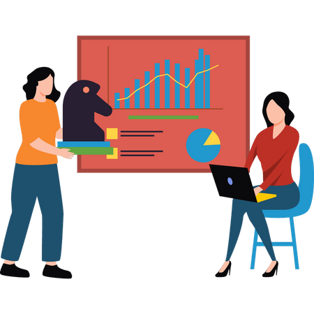 Die Mädchen reden über Geschäftsstrategien  Illustration