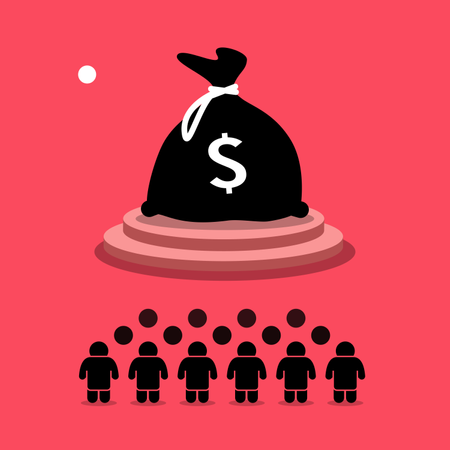 Die Menschen beten und verehren Geld statt Gott  Illustration