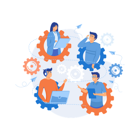 Die Mitglieder des IT-Teams arbeiten als Einheit  Illustration