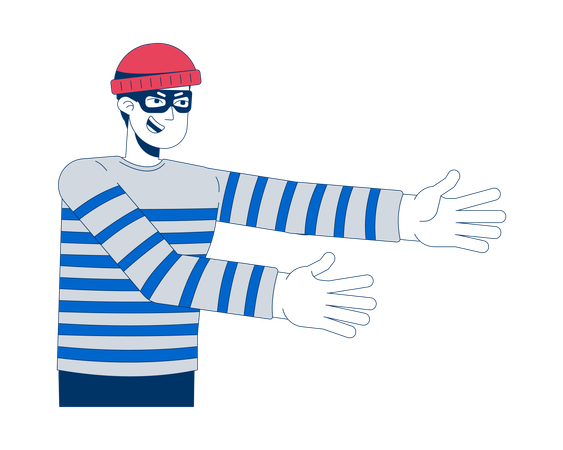 Dieb Mann mit ausgestreckten Armen  Illustration