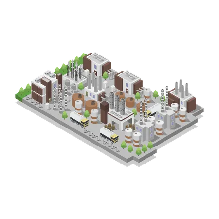 Diesel oil power plant  Illustration