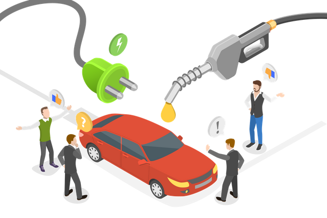 Diesel Vs electric Car  Illustration