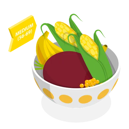 Diet food bowl for person suffering from glycemic disease  Illustration