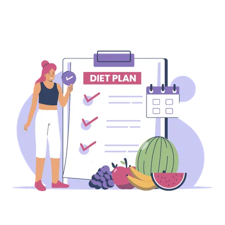 Diet Plan Checklist Concept Healthy Diet Plan Schedule Checklist Flat Illustration Concept Illustration
