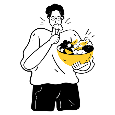 건강한 간식을 먹는 영양사  일러스트레이션