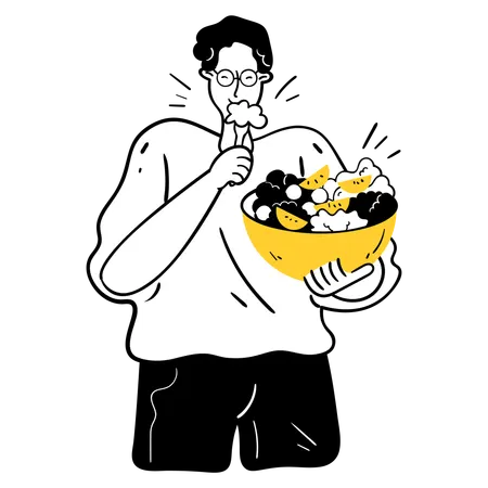 건강한 간식을 먹는 영양사  일러스트레이션