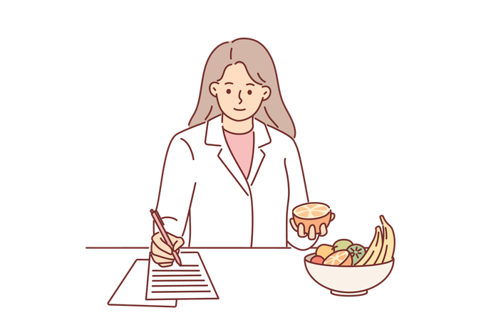 Dietician is preparing meal plan  Illustration