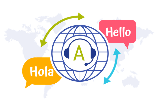 Diferentes países e comunicação internacional multilíngue  Ilustração