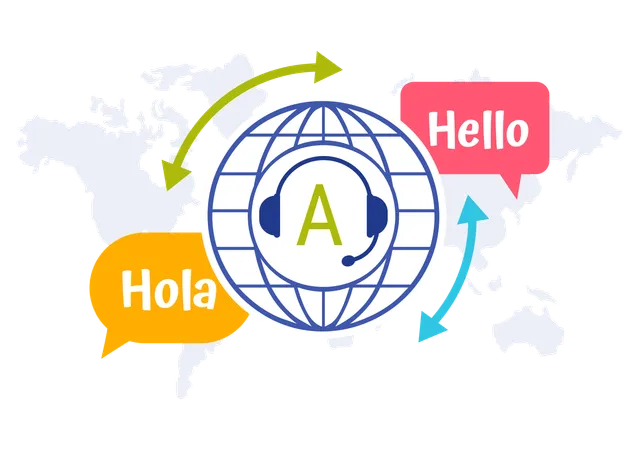 Diferentes países y comunicación internacional multilingüe  Ilustración