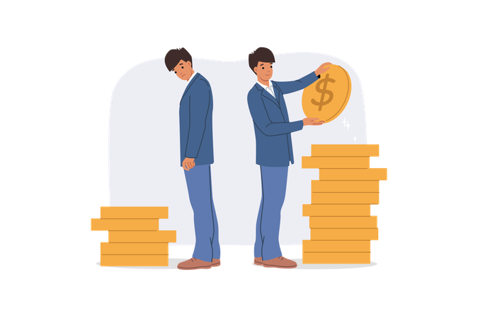 Difference in income between two businessmen  Illustration