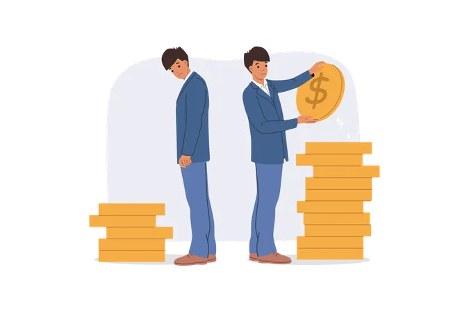 Difference in income between two businessmen  Illustration