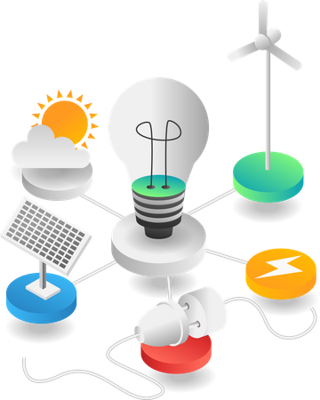 Difference renewable energy sources  Illustration