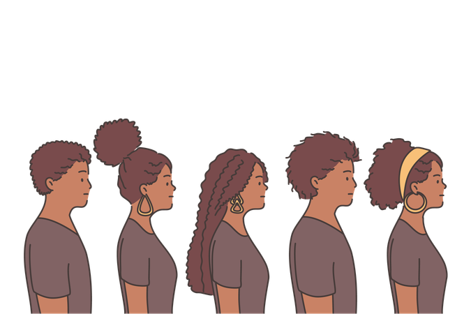 Different hair style of girl  Illustration