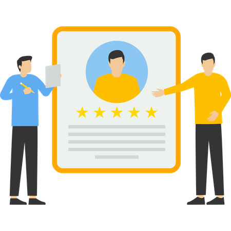 Different people giving review rating  Illustration