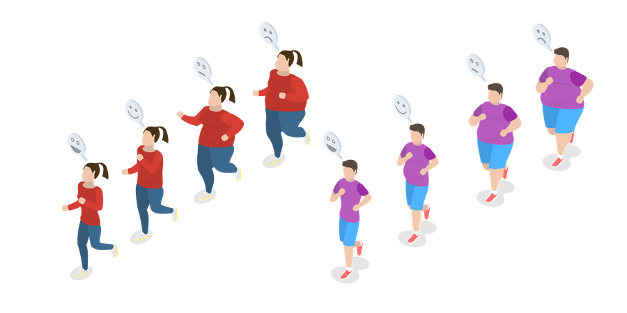 Different stages of loosing weight  Illustration