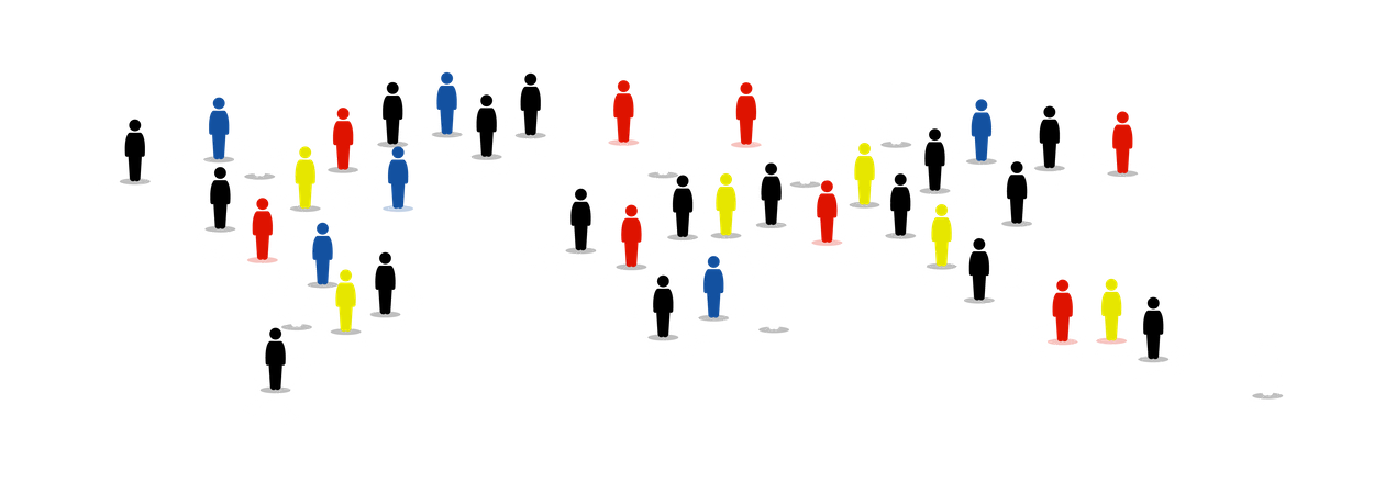 Different type of people around the world on map  Illustration