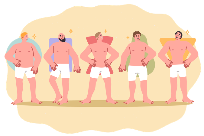 Different types of male body similar to circle and square and hourglass with triangle  Illustration