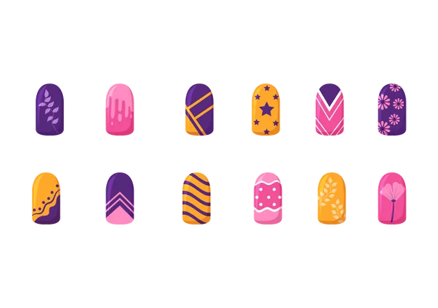 Different types of nail arts Illustration