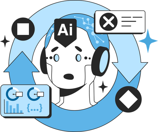 Difficulty in AI technology  Illustration