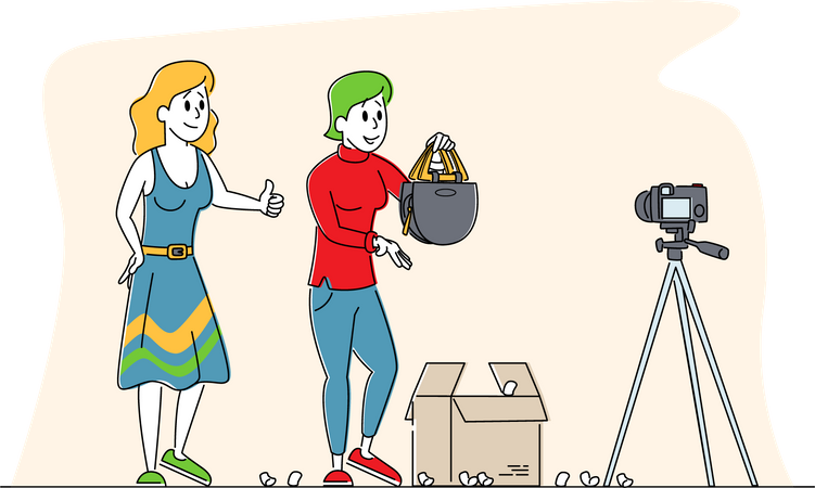 Diffusion de déballage de vlogging  Illustration