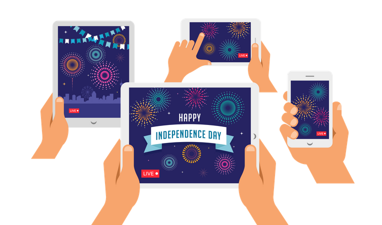 Diffusion en direct de la célébration du Jour de l'Indépendance  Illustration