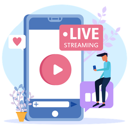 Diffusion en direct d'influenceurs sur les réseaux sociaux  Illustration