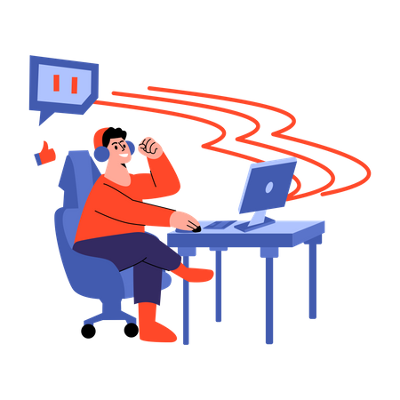 Diffusion en direct du jeu par un garçon  Illustration