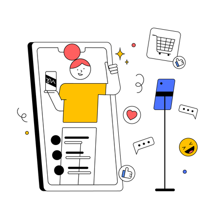 Diffusion en direct sur la plateforme de médias sociaux  Illustration