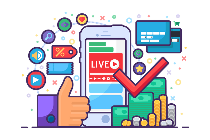 Diffusion en direct sur le concept financier  Illustration
