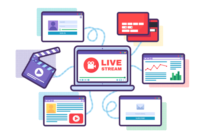 Diffusion en direct sur le Web  Illustration